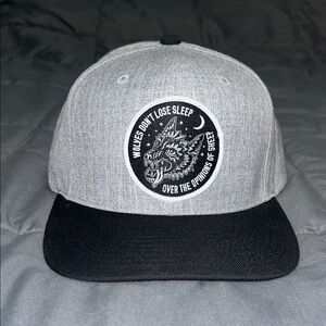 Two-Tone Grey and Black Snapback Hat with Wolf Patch